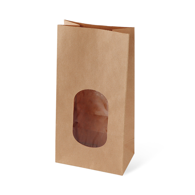 حقيبة ورقية كرافت مخصصة يمكن التخلص منها مع نافذة