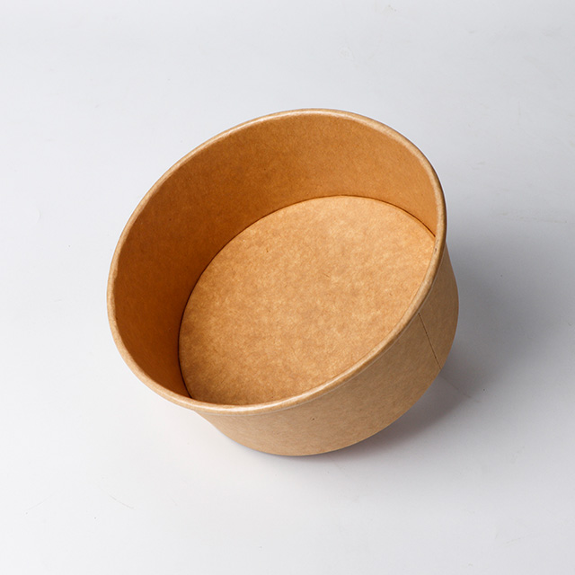 شعار مخصص طباعة جولة قابلة للتصرف في Kraft 1300ml سلطة السلطة وعاء مع غطاء الحيوانات الأليفة للمعكرونة الطعام