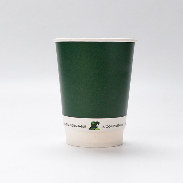 طلاء مخصص للمياه القابلة للسماد 12 أوقية كوب ورق جدار مزدوج 