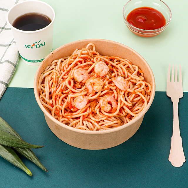 44 أوقية قابلة للتحلل المطبوعة مخصصة مخصصة كرافت الورق السلطة السلطة وعاء سماد مع الأغطية