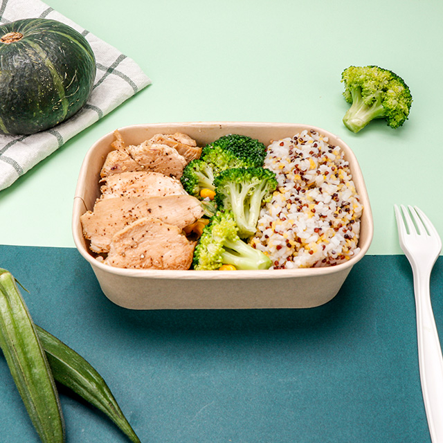  500 مل من الشعار المطبوعة ببيئة ودية خذ صحن الورق الخيزران المستطيل مع أغطية